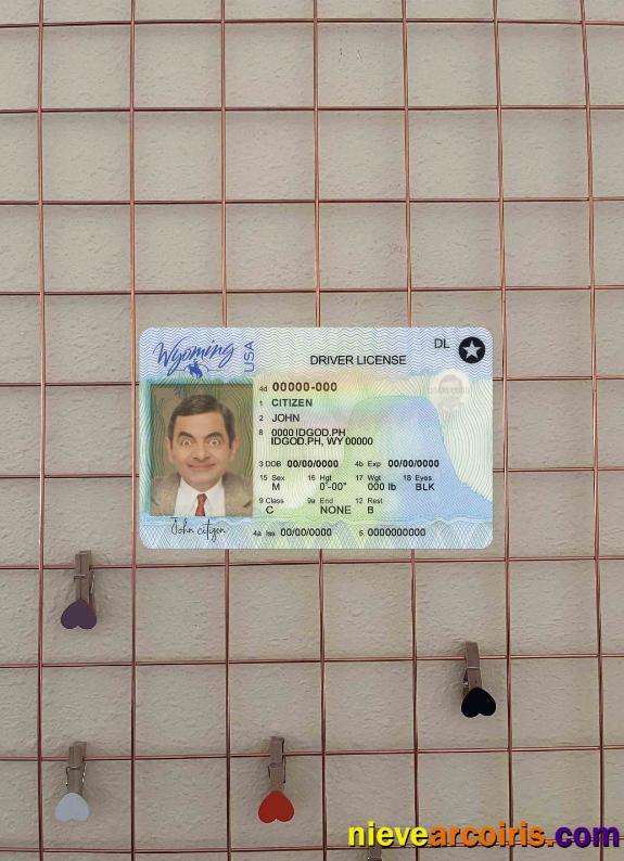 USA Wyoming state driving license, with all fonts (2020 – present) photolook